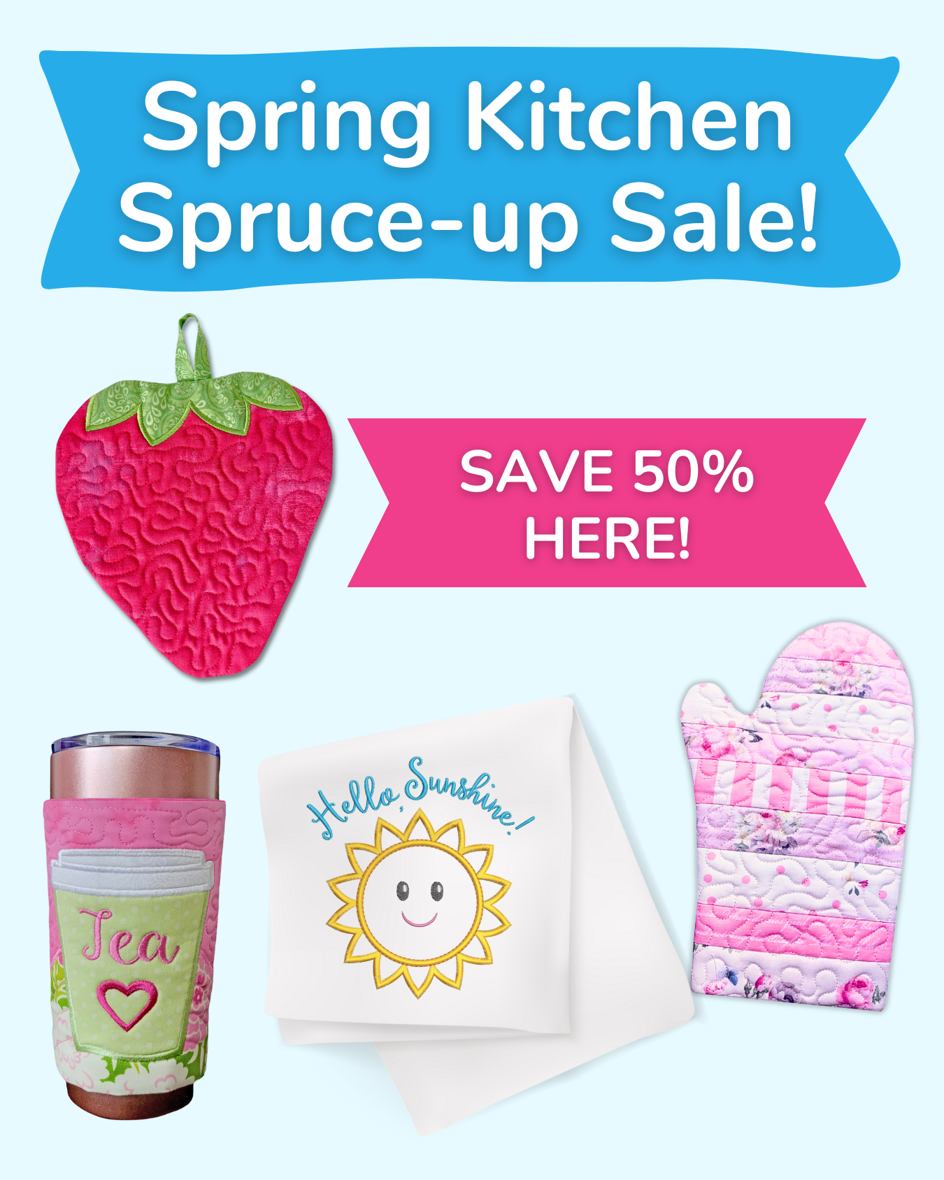 Spring Kitchen Sale + Contest with Pickle Pie Designs Machine Embroidery