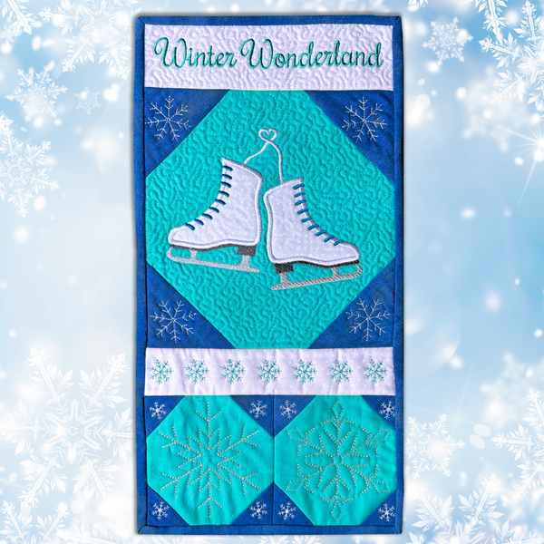 ICE SKATE & WINTER Bouquet outlet - Machine Embroidered Quilt Block (AzEB)