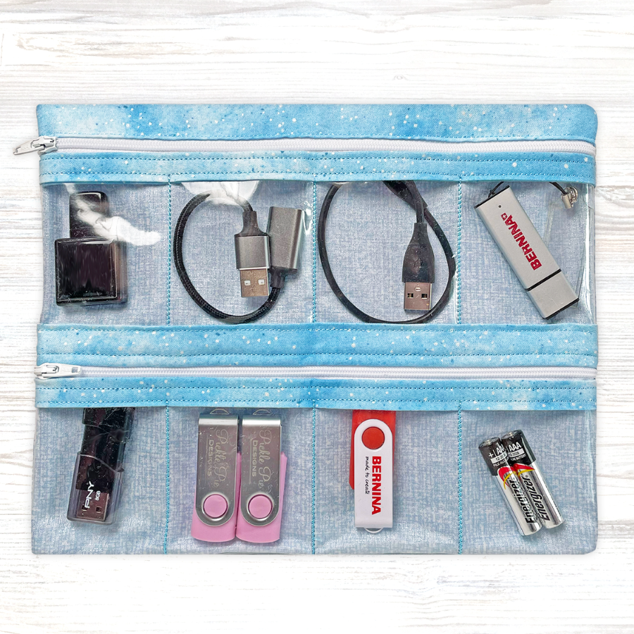 Double Zip USB + Gadget Cases In the Hoop Embroidery Design
