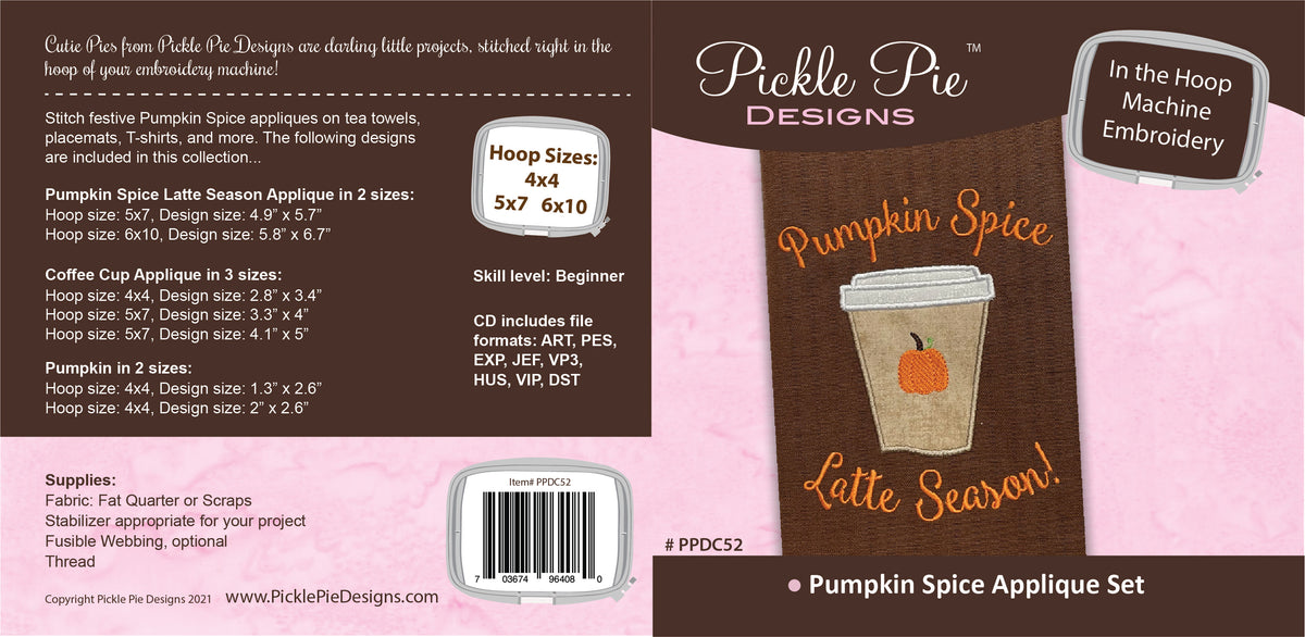 Dealer Only - Pumpkin Spice Applique Design