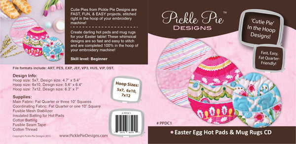 Easter Egg Hot Pads Embroidery Design CD