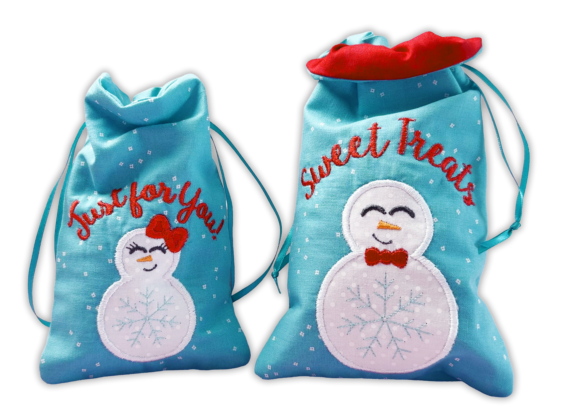 Snowman Treat Bags In the Hoop Machine Embroidery Designs