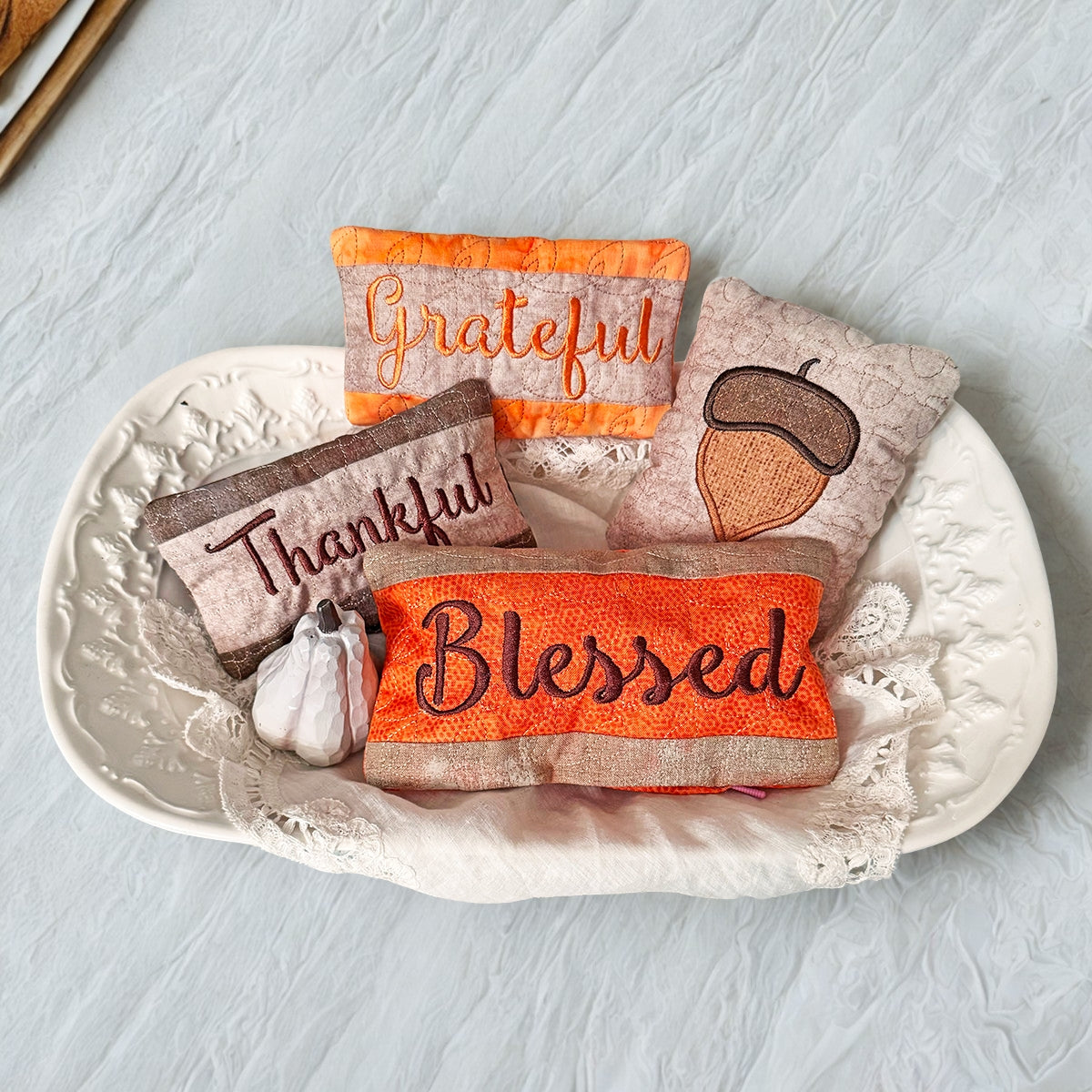 Autumn Bowl Fillers + Tiered Tray Machine Embroidery Design Set