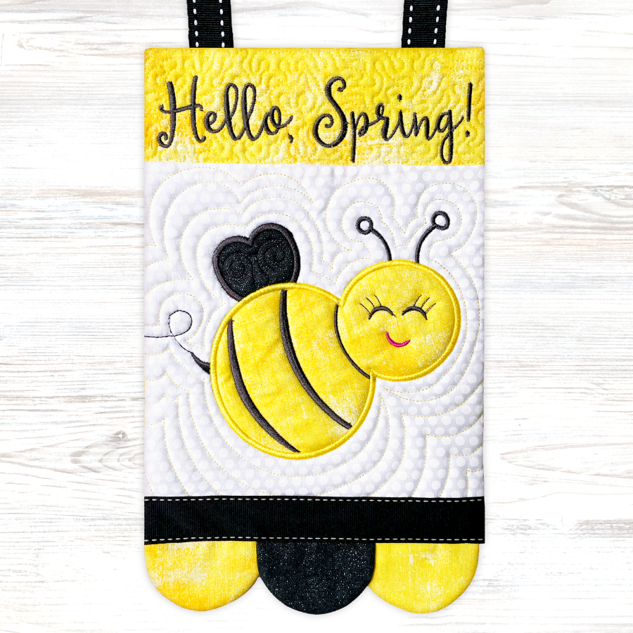 Bee Banners + Flags In the Hoop Embroidery Design