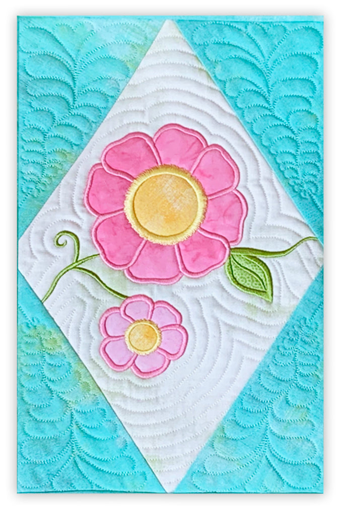 Brilliant Blooms Quilt Table Runner In-the-Hoop Embroidery Design