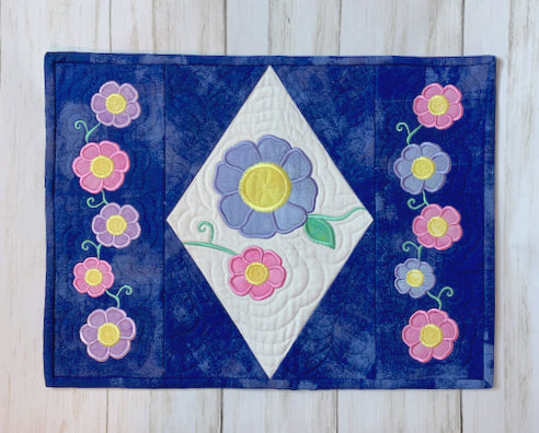 Dealer Only: Brilliant Blooms Quilt Table Runner In-the-Hoop Embroidery Design