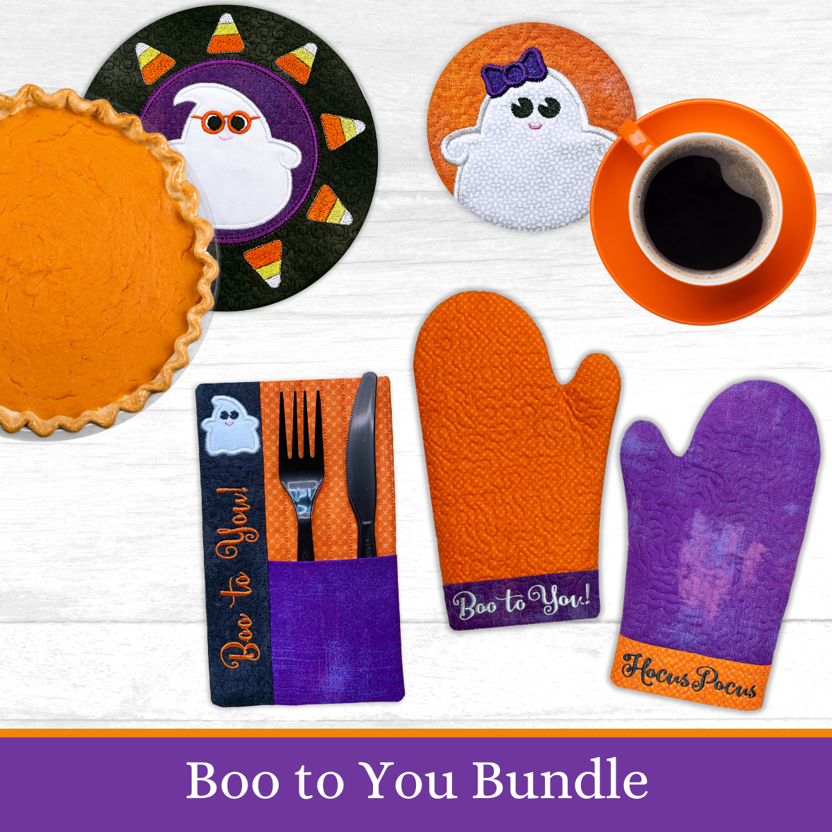 Boo to You Bundle In the Hoop Machine Embroidery Design Set