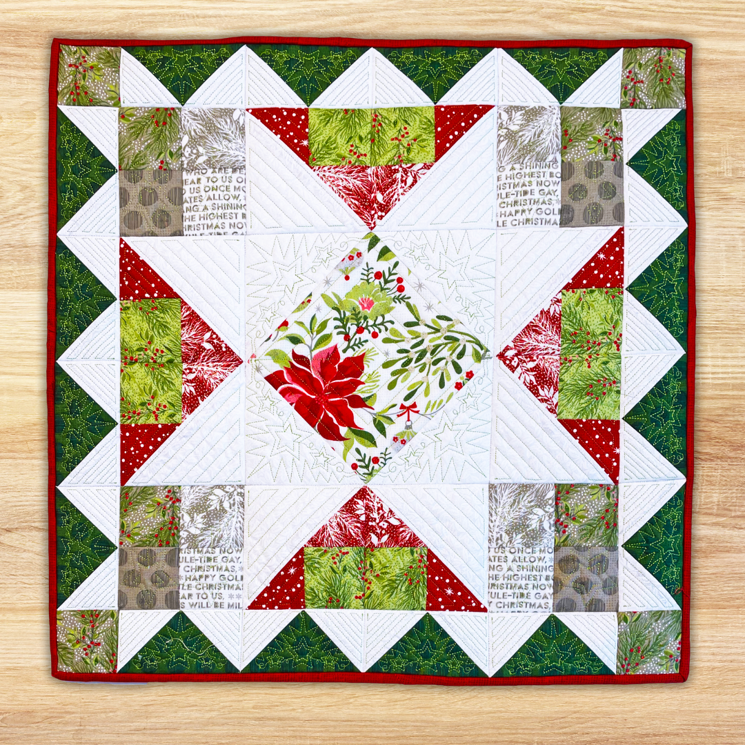 Christmas Theme Star so bright quilt In the Hoop Machine Embroidery Design