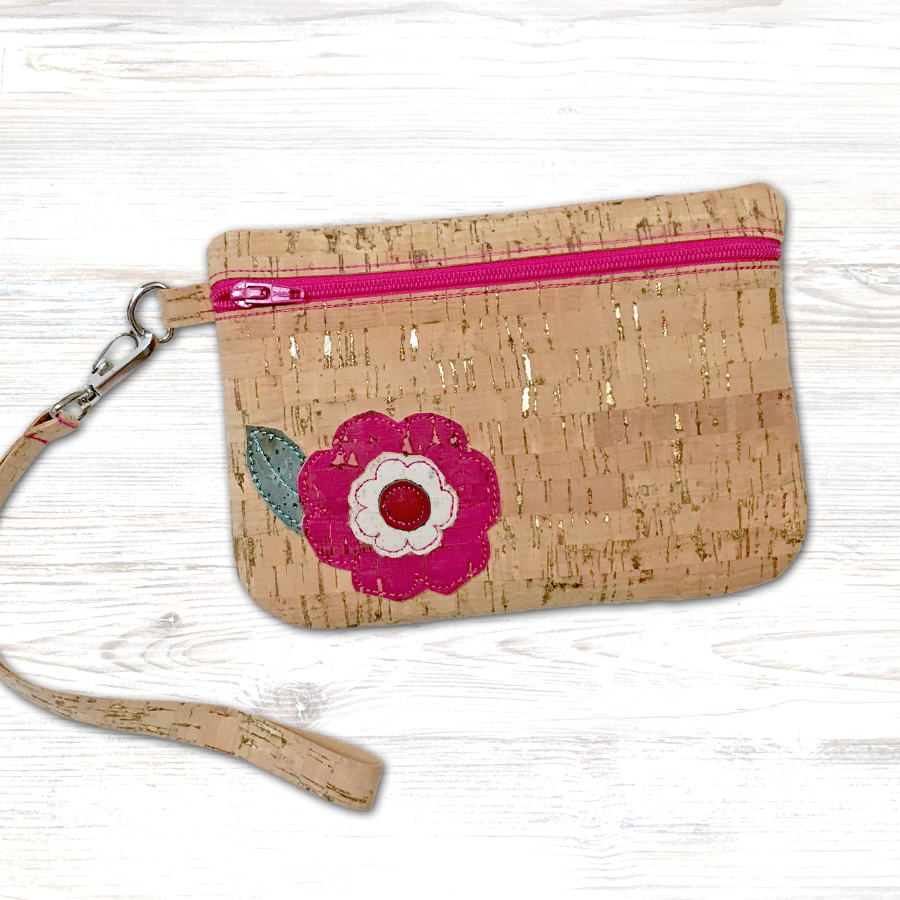 Cork Bloom Bags and Wristlets In the Hoop Embroidery