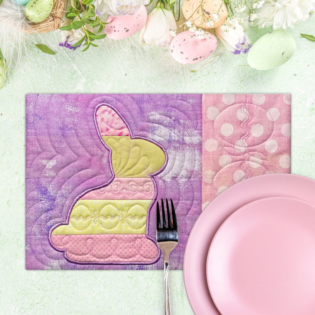 Easter Bunny Mug Rugs &amp; Placemats In the Hoop Machine Embroidery Design Set