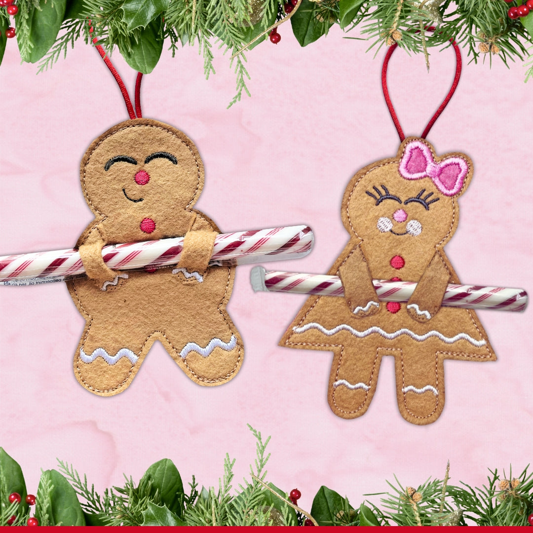 Gingerbread Candy Cane Holders In the Hoop