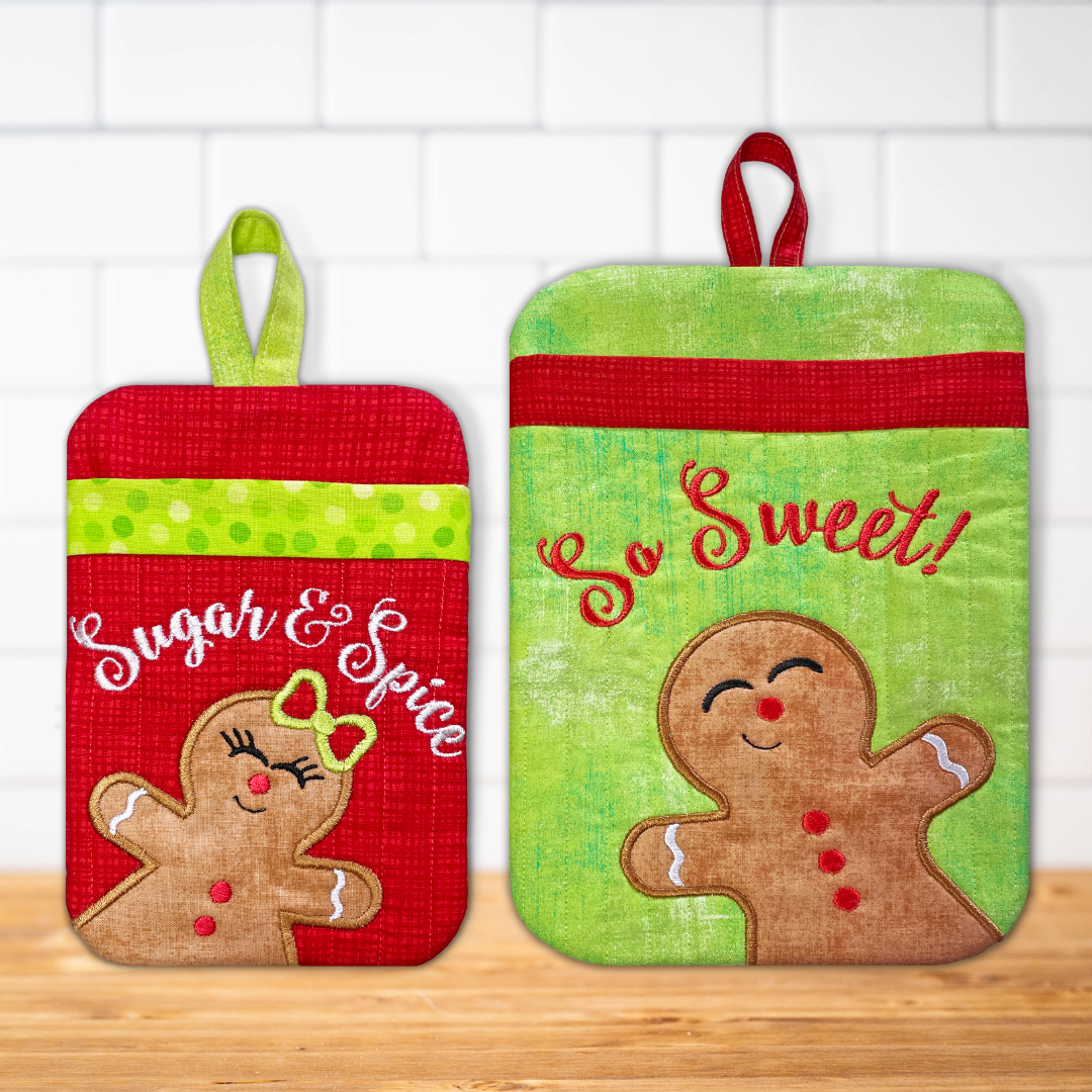 Gingerbread Pot Holders In the Hoop