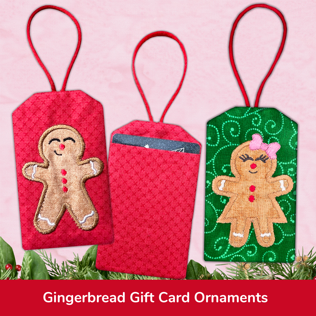 Gingerbread Gift Card Holder and Tag In the Hoop Embroidery Design