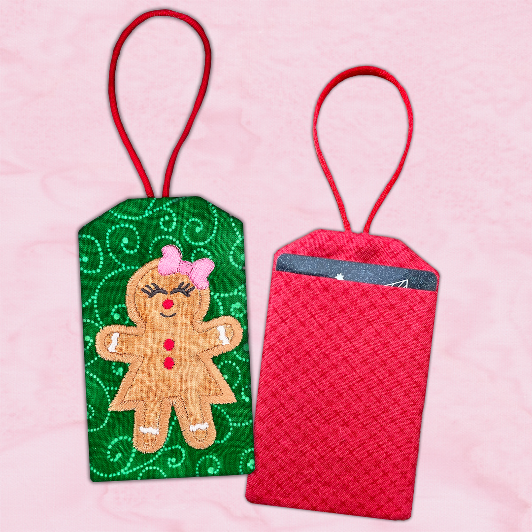 Gingerbread Gift Card Holder and Tag In the Hoop Embroidery Design