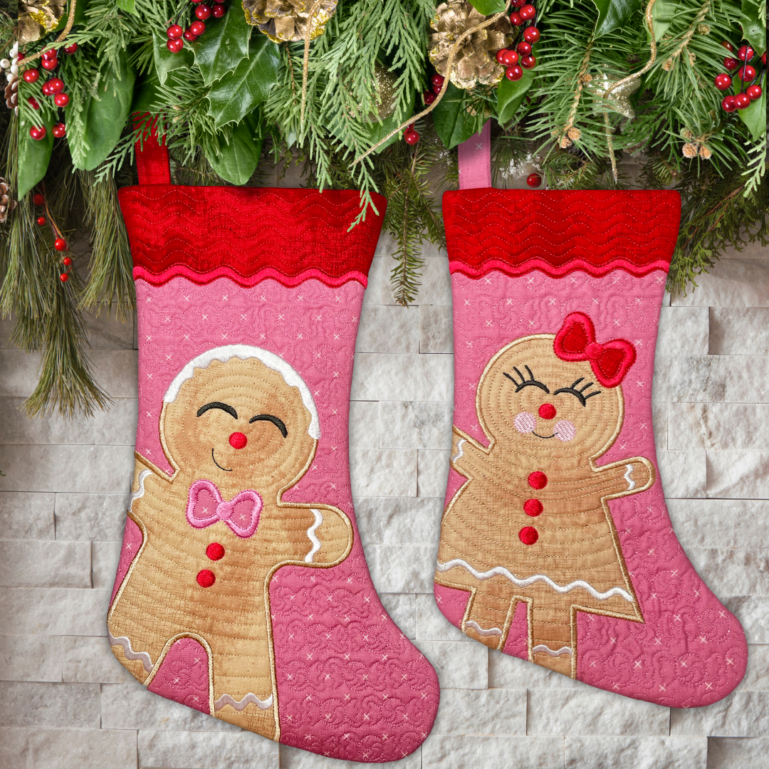 Gingerbread Christmas Stockings In the Hoop - PicklePie Designs