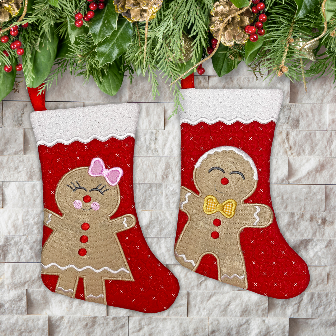 Gingerbread Christmas Stockings In the Hoop