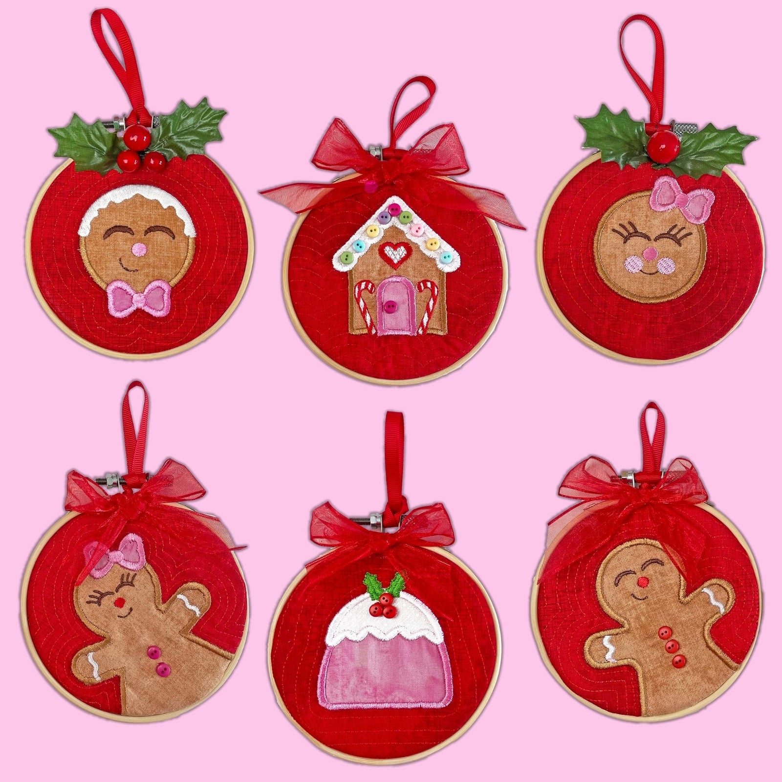 Gingerbread Ornament In the Hoop Embroidery Design Set