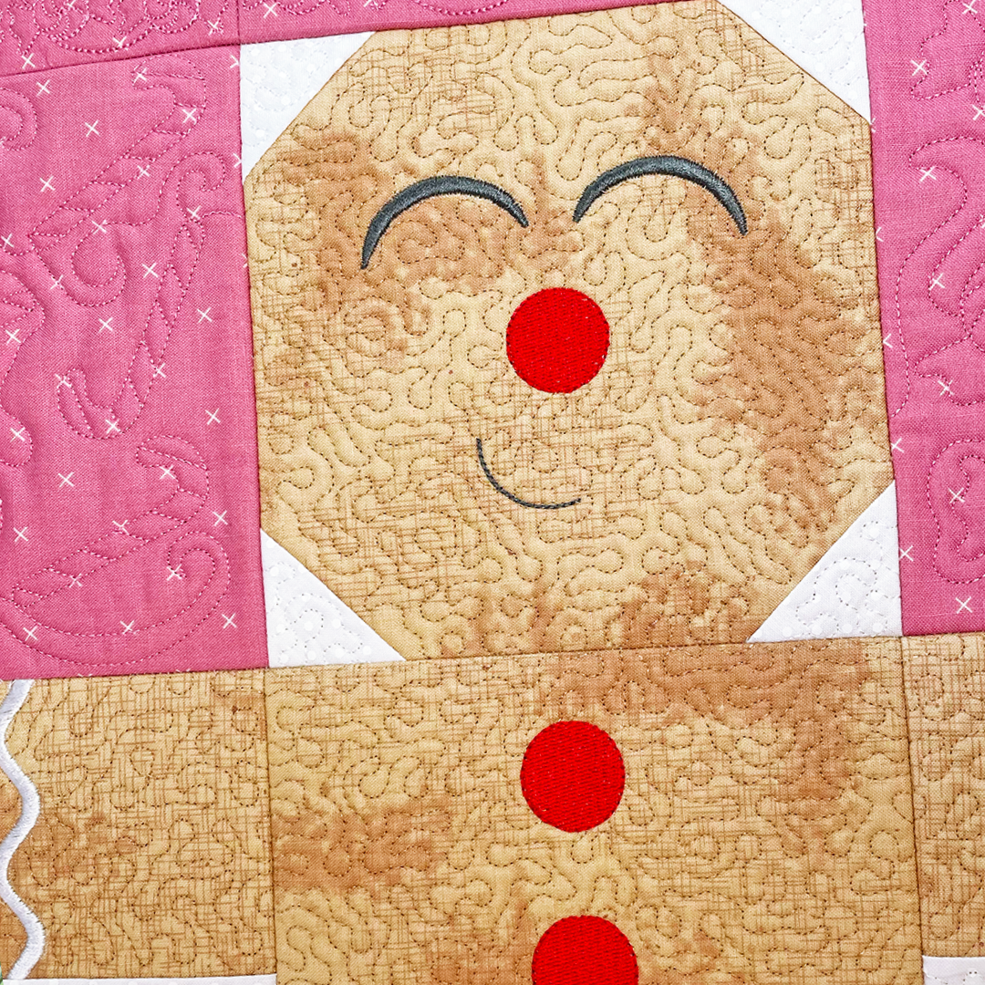 Gingerbread In-the-Hoop Table Runner Quilt Embroidery Design Set