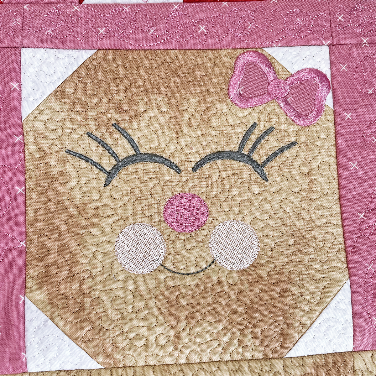 Gingerbread In-the-Hoop Table Runner Quilt Embroidery Design Set