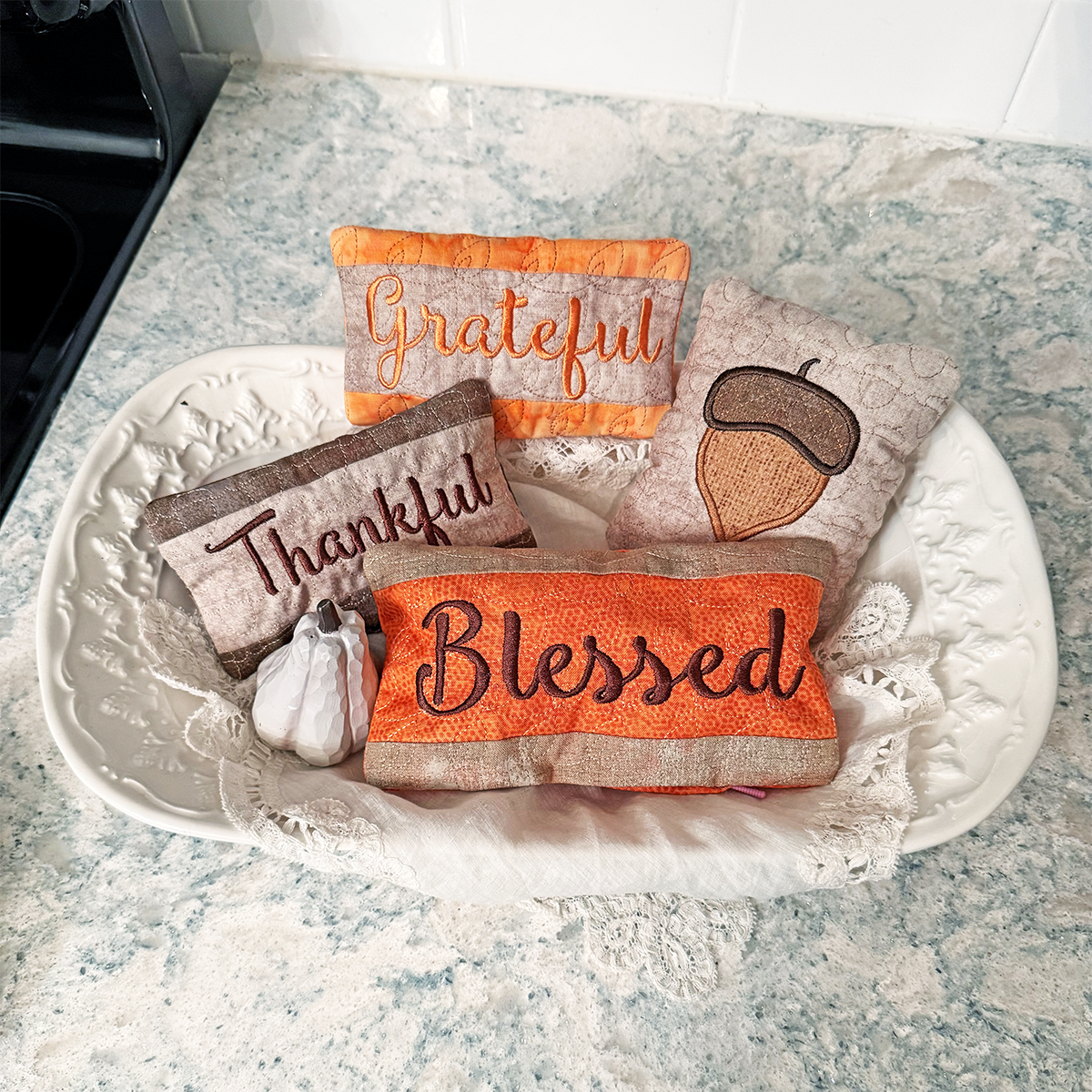 Autumn Bowl Fillers + Tiered Tray Machine Embroidery Design Set