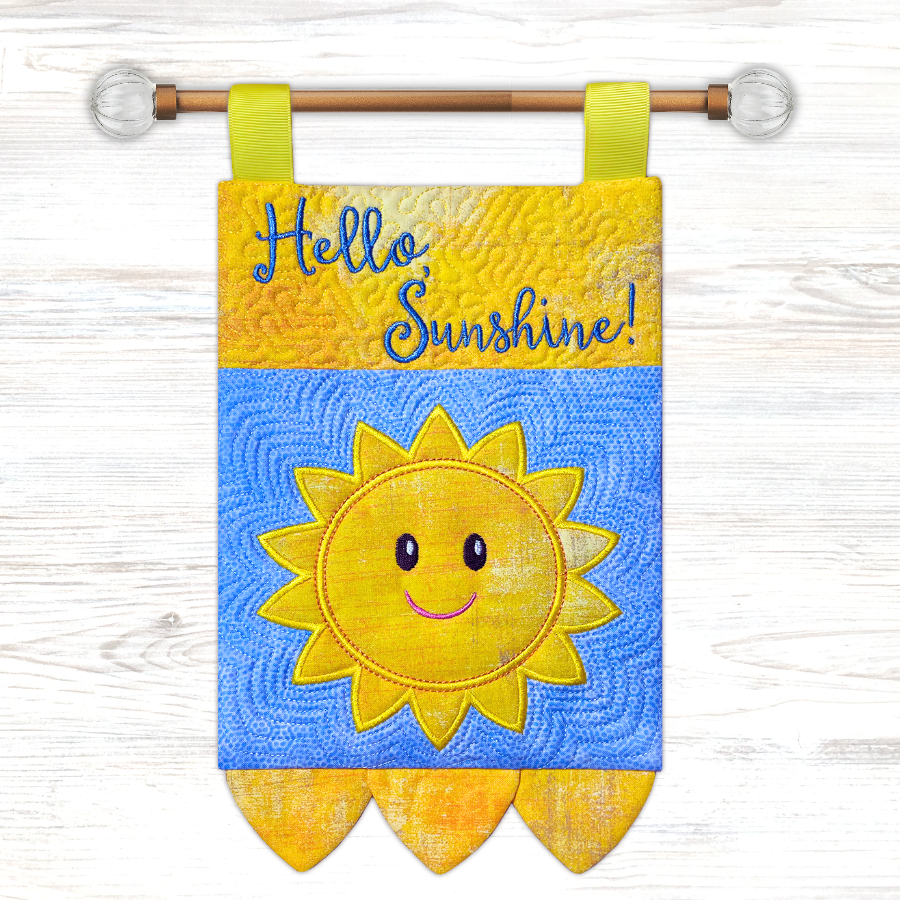 Hello Sunshine Banners + Flags In the Hoop Embroidery Design
