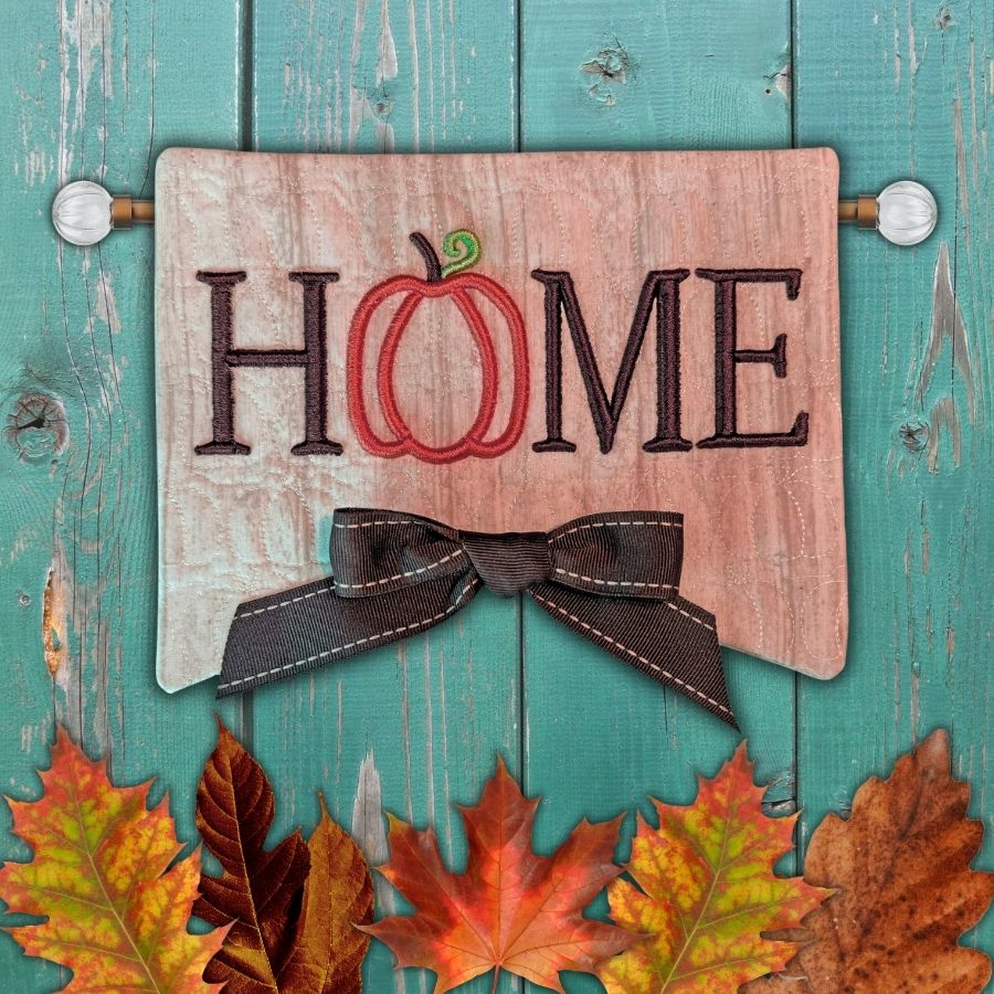 Pumpkin Home Banner In the Hoop Machine Embroidery Design
