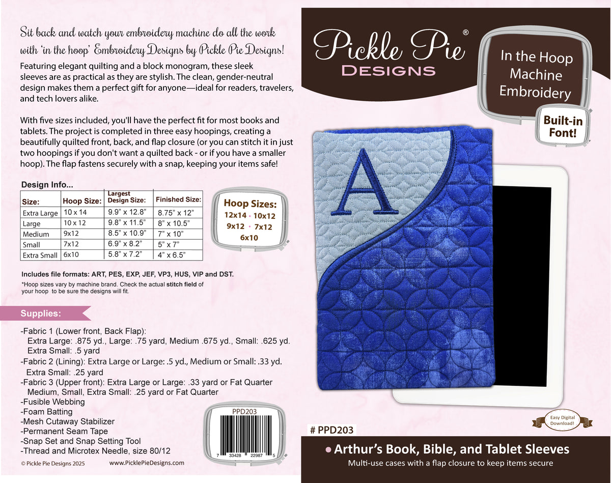 Dealer Only - Arthur&#39;s Book + Tablet Sleeves In the Hoop Machine Embroidery Designs