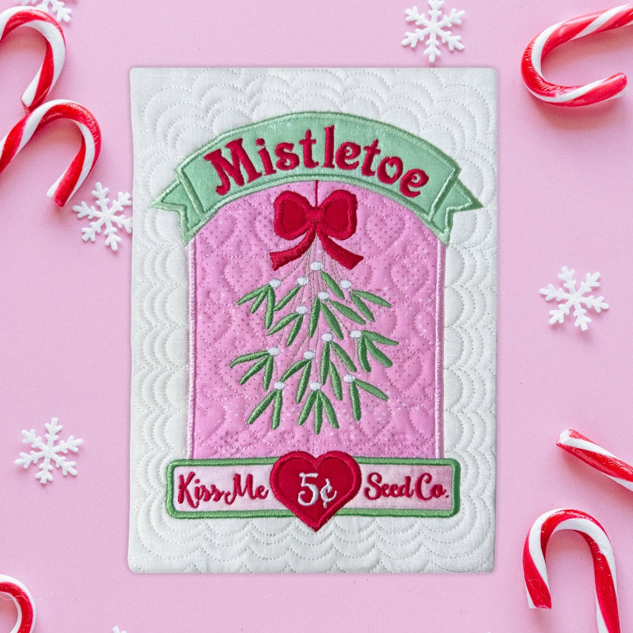 Mistletoe Seed Packets Christmas Wall Hanging In the Hoop Embroidery Design