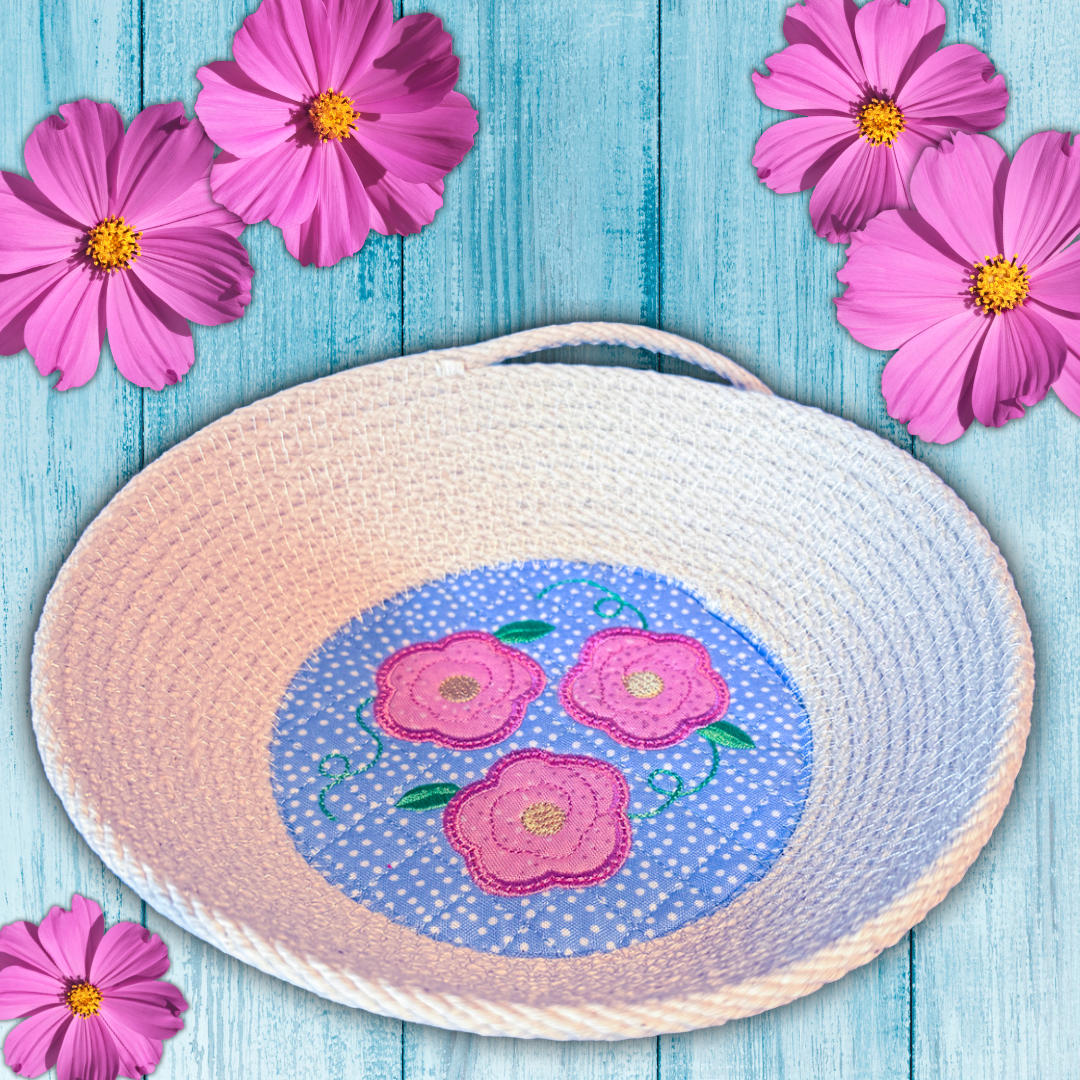 Pretty Posies Rope Bowl Bases In the Hoop Machine Embroidery Design Set