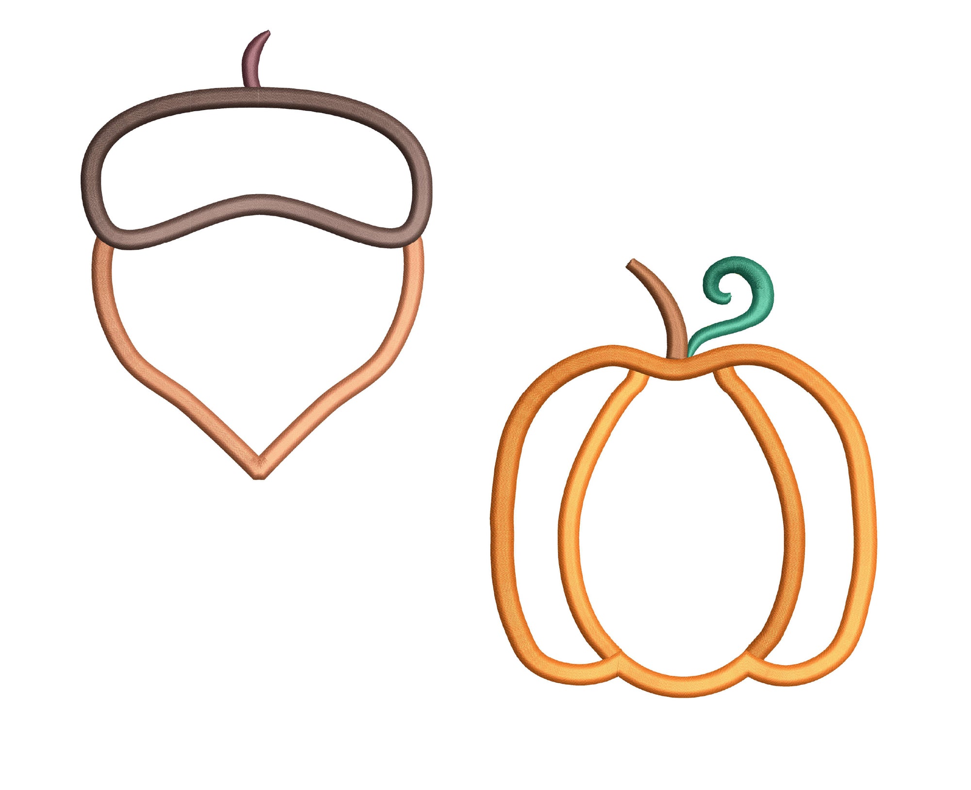 Puffy Foam Pumpkin and Acorn in the hoop Machine Embroidery Designs