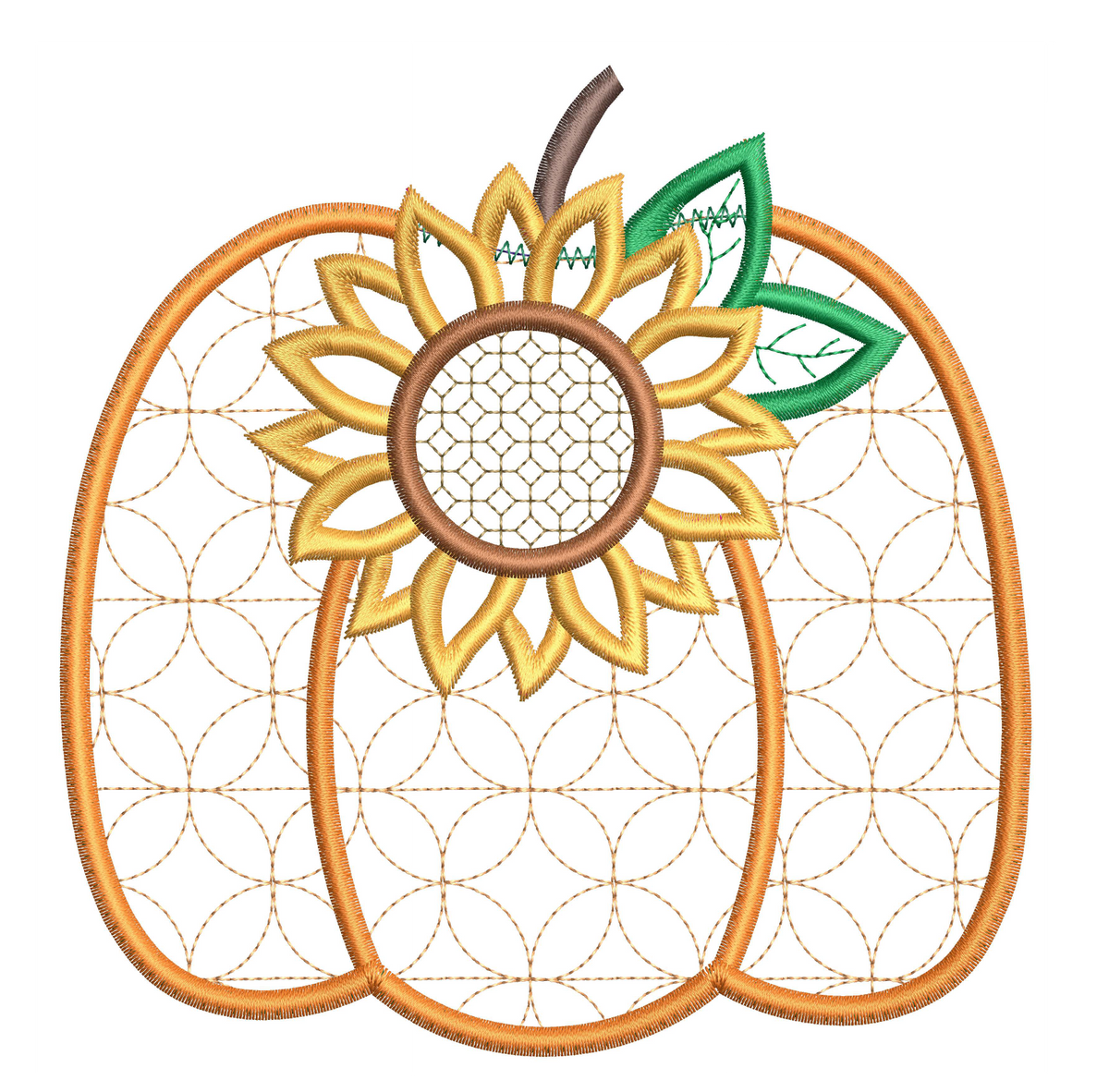 Pumpkin &amp; Sunflower Applique Machine Embroidery Design Set