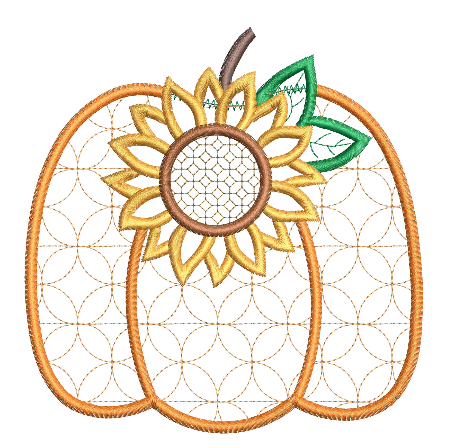 Pumpkin & Sunflower Applique Machine Embroidery Design Set