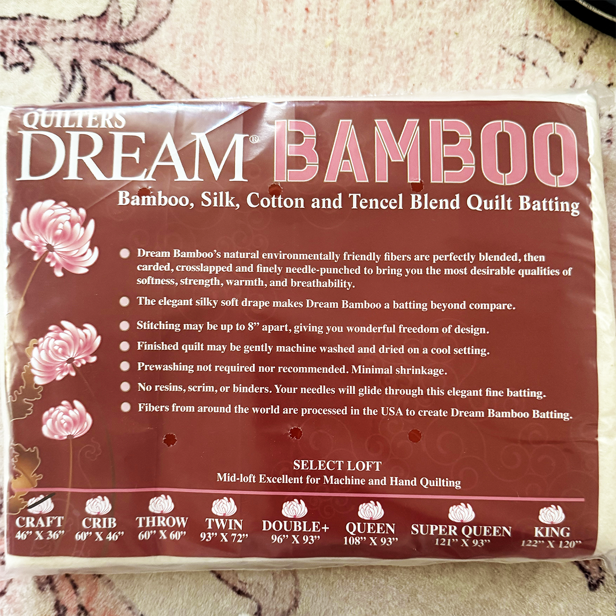 Quilter&#39;s Dream Bamboo Batting for In the Hoop Machine Embroidery