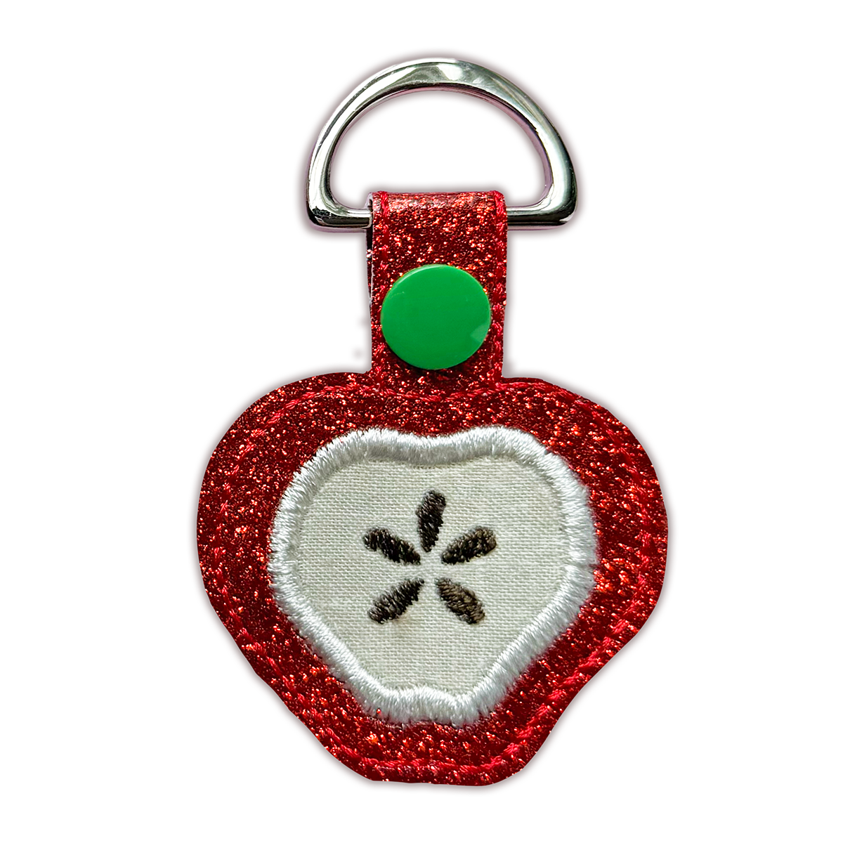 Apple Charm Keychain In the Hoop Machine Embroidery Design