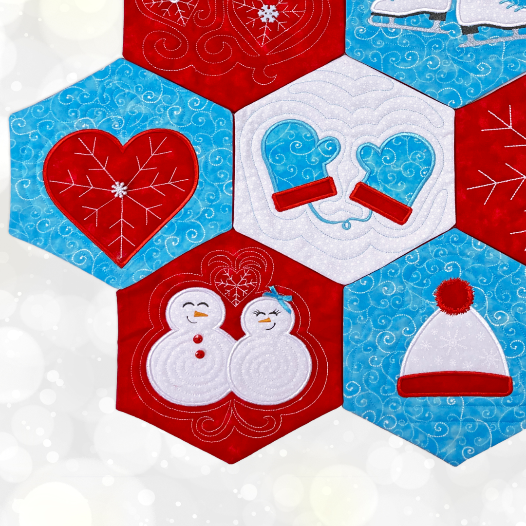 Snow Date Hexi Quilt In the Hoop
