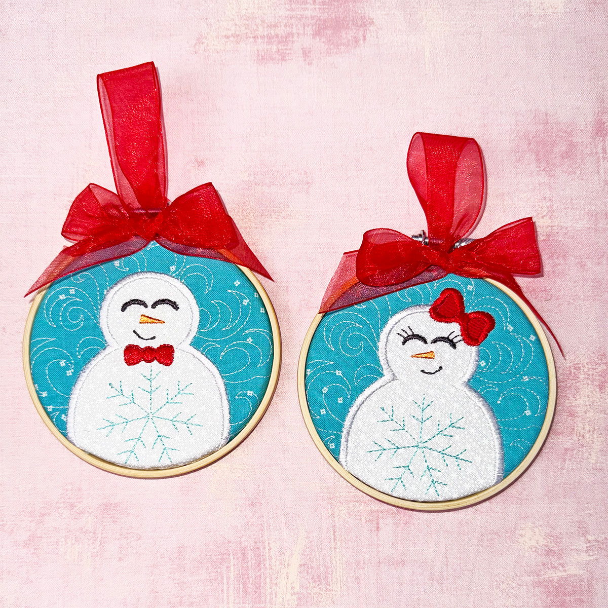 Snowman Ornament In the Hoop Embroidery Design Set