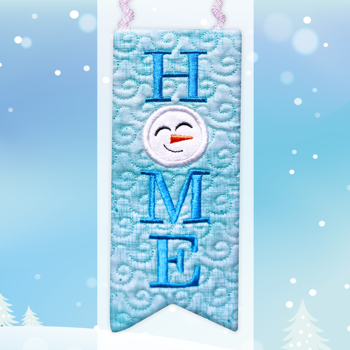 Snowman Door Knob Hanger Decor In-the-Hoop Machine Embroidery Design