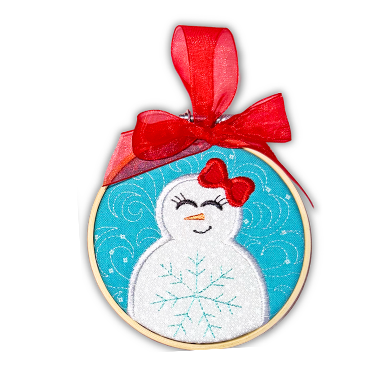 Snowman Ornament In the Hoop Embroidery Design Set