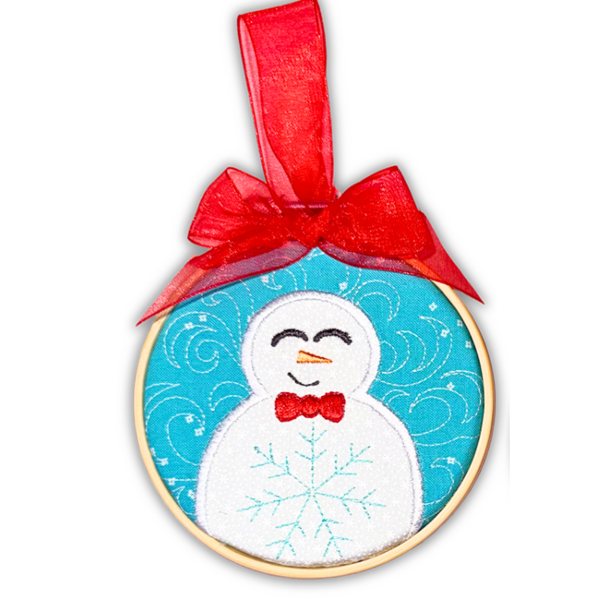 Snowman Ornament In the Hoop Embroidery Design Set