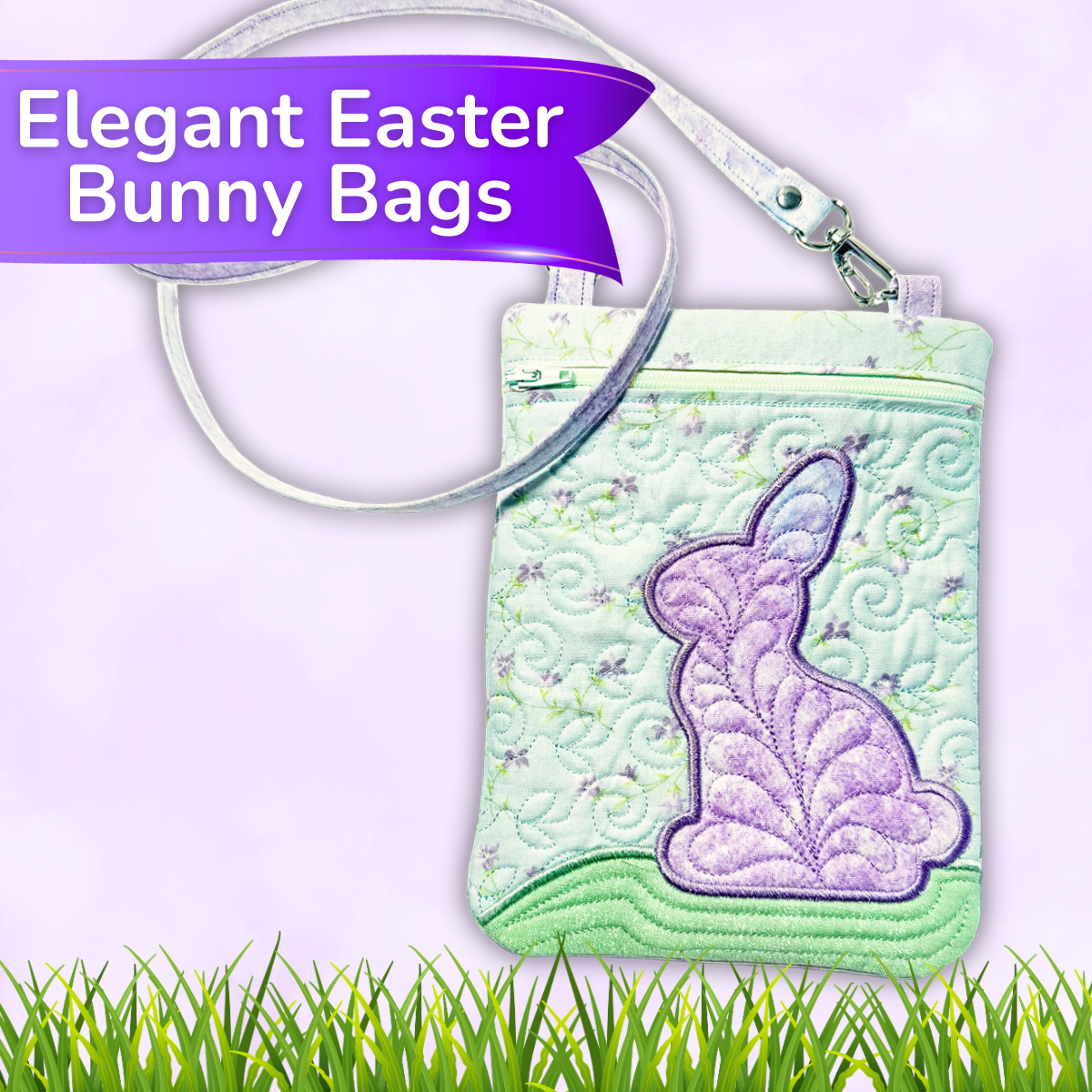 Elegant Easter Bunny Crossbody Bag In-the-Hoop Machine Embroidery Design