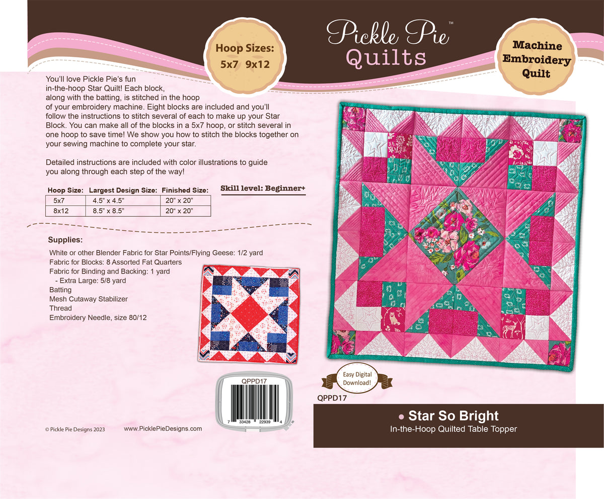 Dealer Only - Star so Bright In-the-hoop Quilt Block
