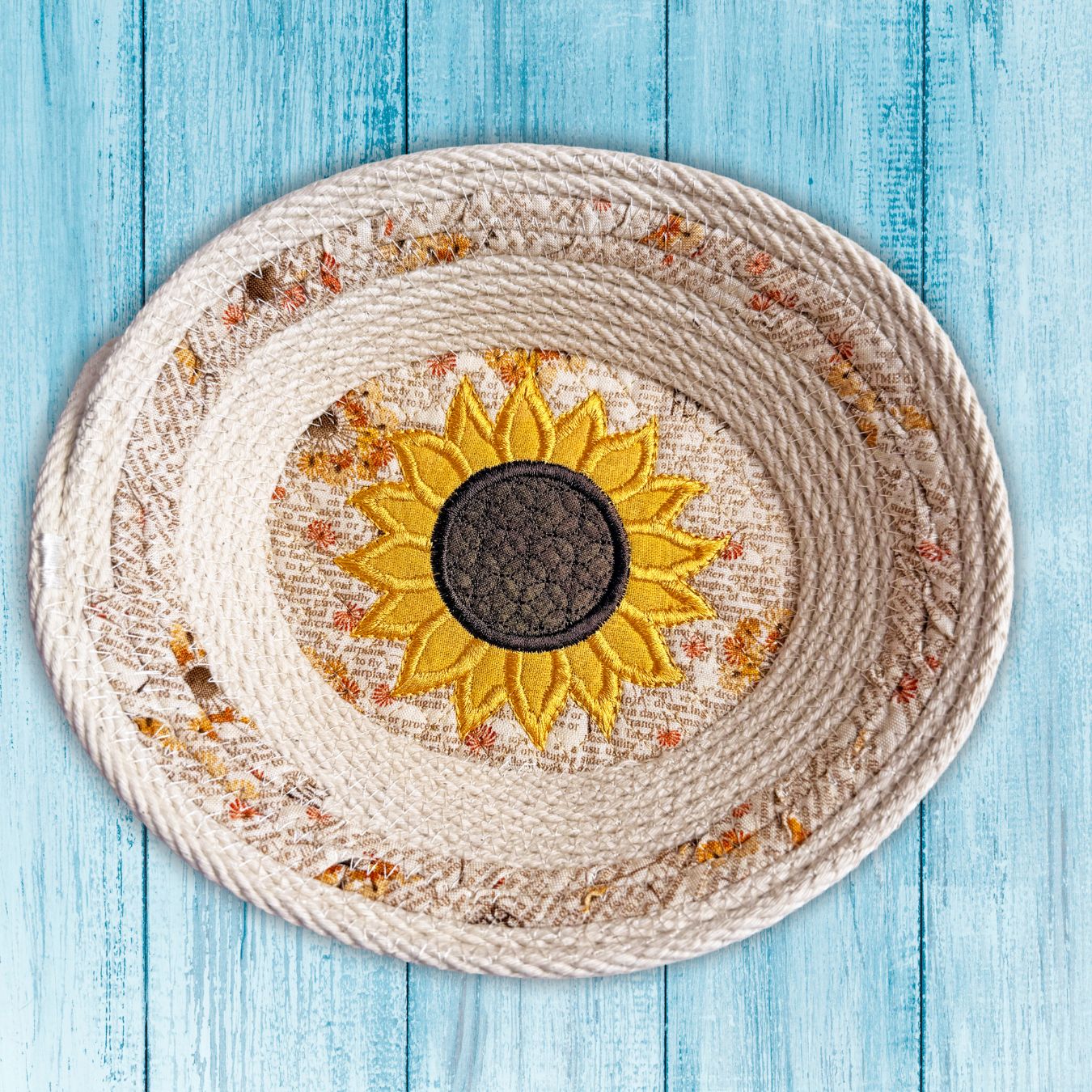 Stunning Sunflowers Rope Bowl Bases In the Hoop Machine Embroidery Design Set