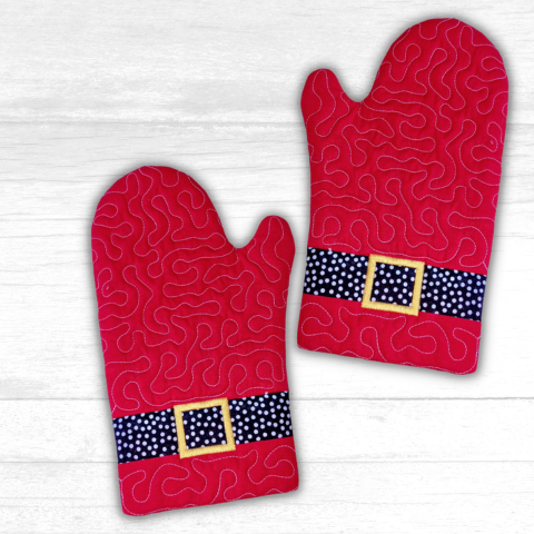 Santa Oven Mitts 'In the Hoop' Machine Embroidery - PicklePie Designs