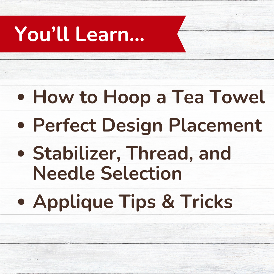 Easy as Pie Project: Coffee Tea Towel Applique Machine Embroidery