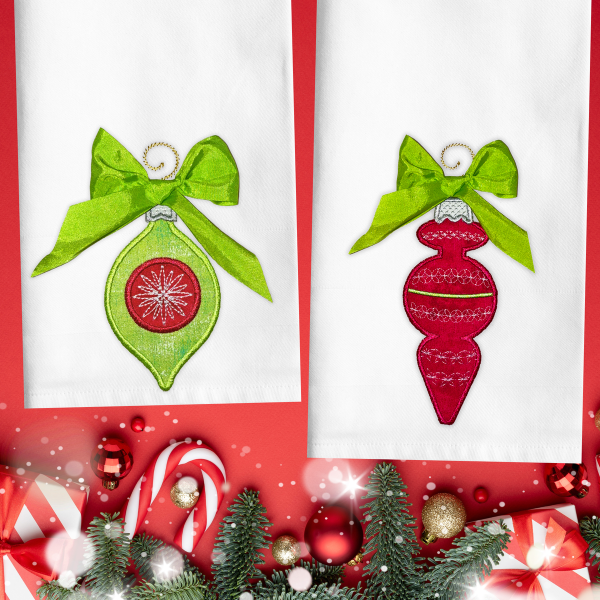 Vintage Christmas Ornament Applique Machine Embroidery Design Set