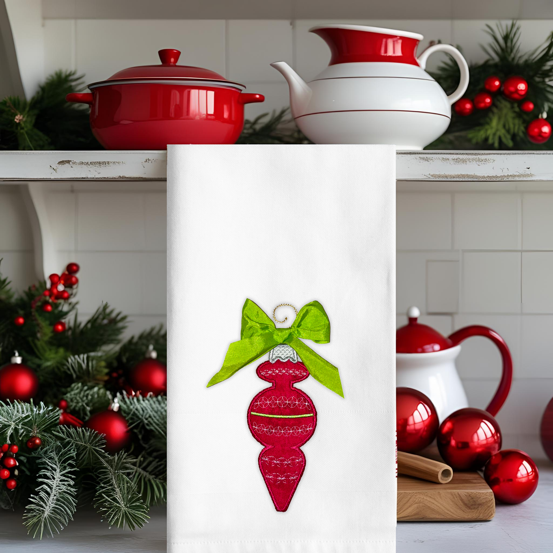 Vintage Christmas Ornament Applique Machine Embroidery Design Set