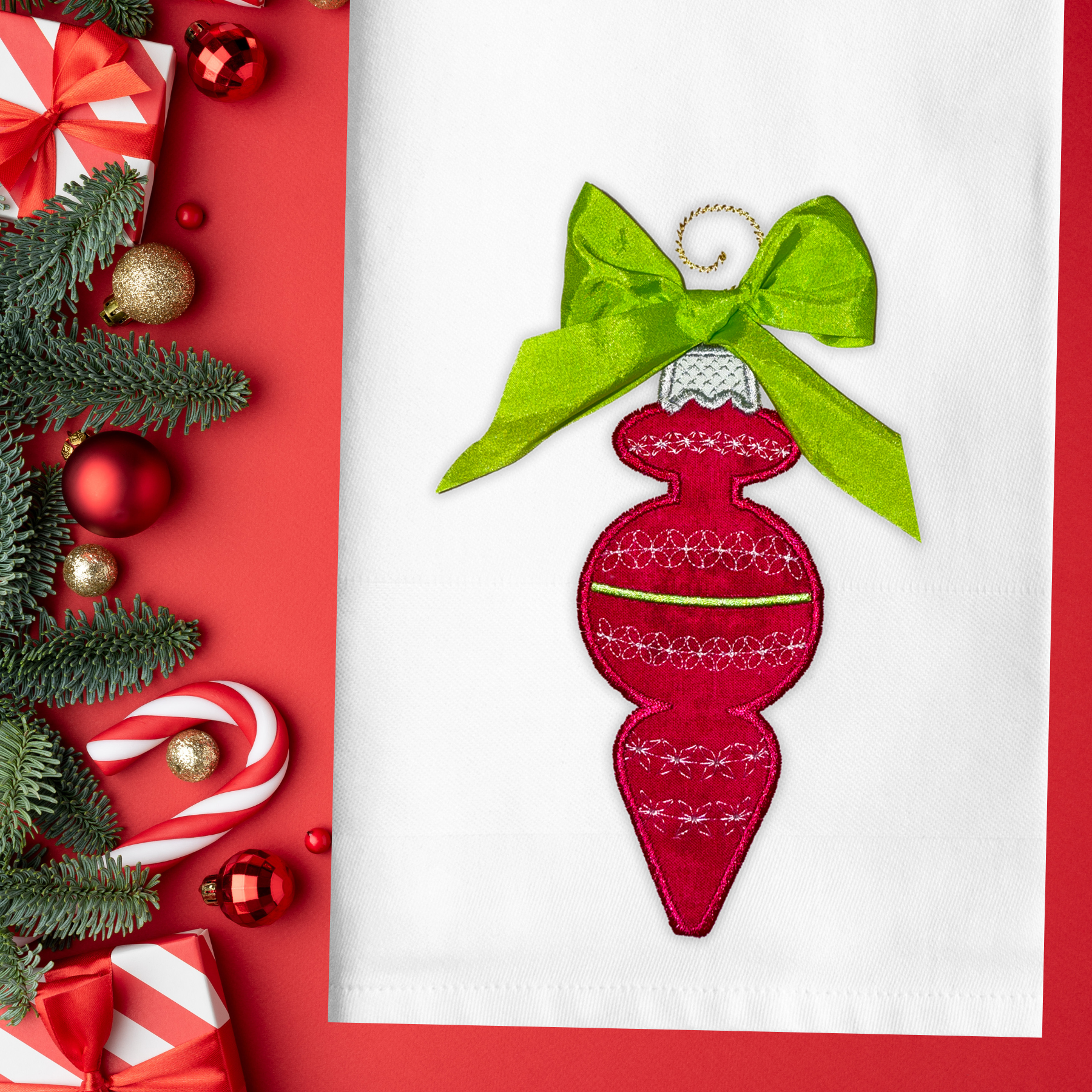 Vintage Christmas Ornament Applique Machine Embroidery Design Set