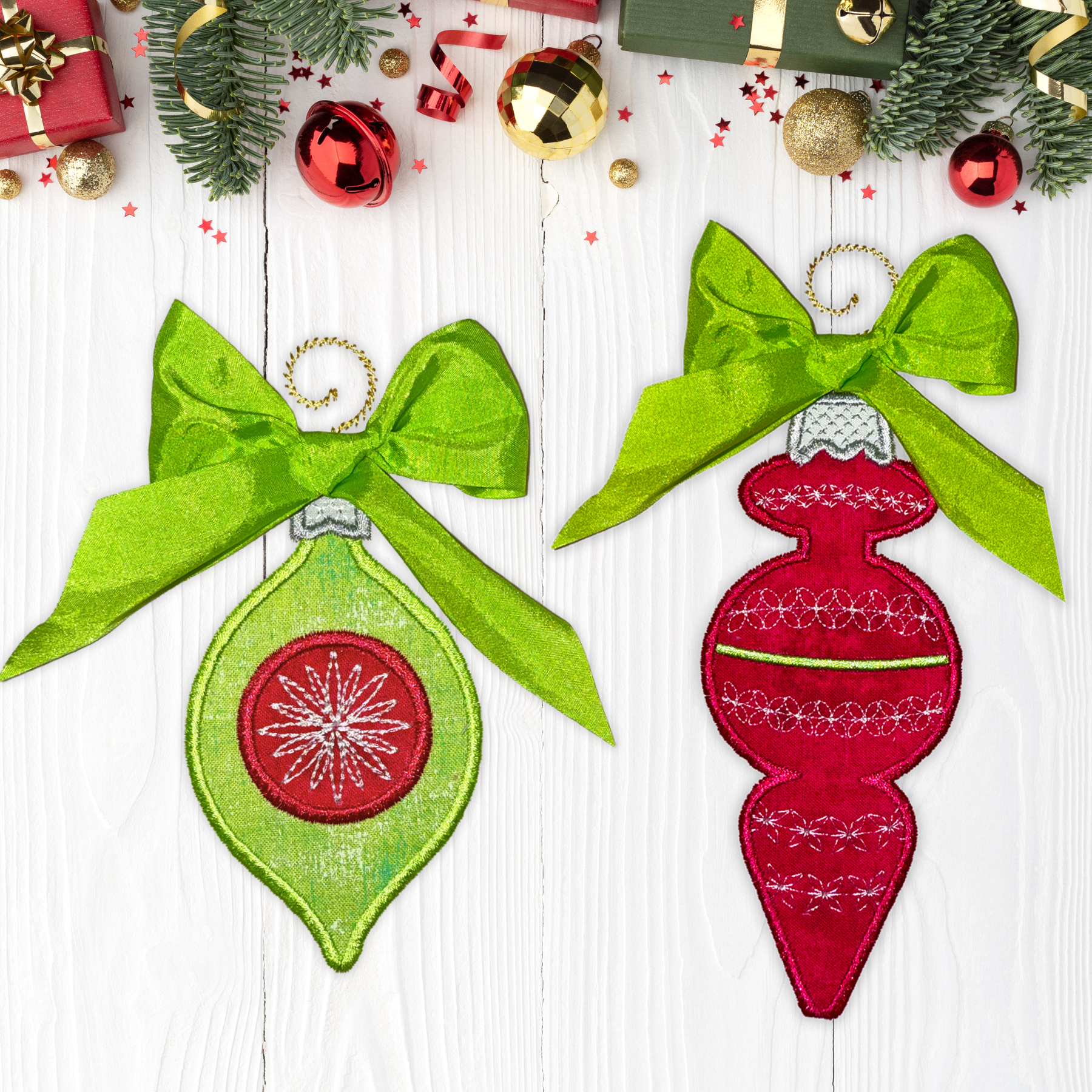 Vintage Christmas Ornament Applique Machine Embroidery Design Set