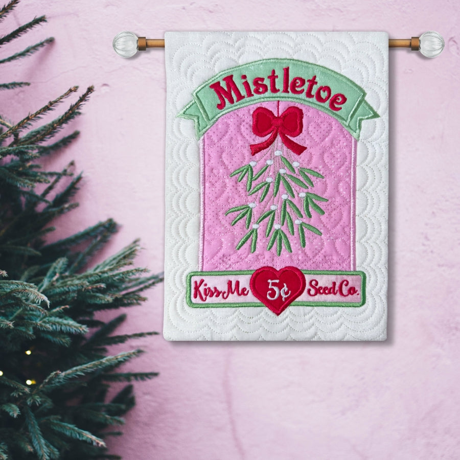 Mistletoe Seed Packets Christmas Wall Hanging In the Hoop Embroidery Design