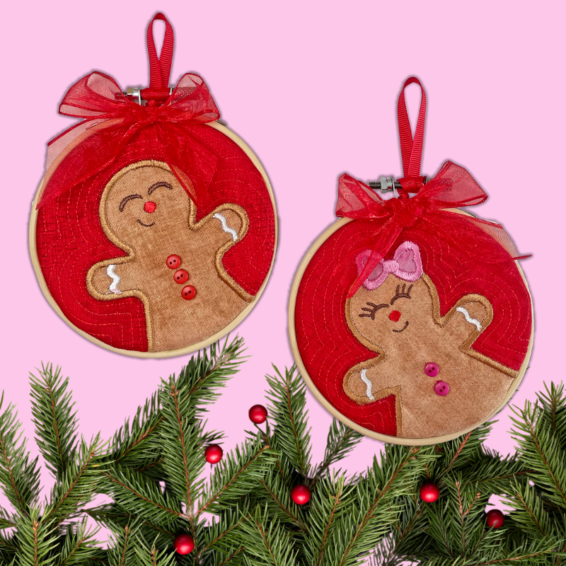 Gingerbread Ornament In the Hoop Embroidery Design Set